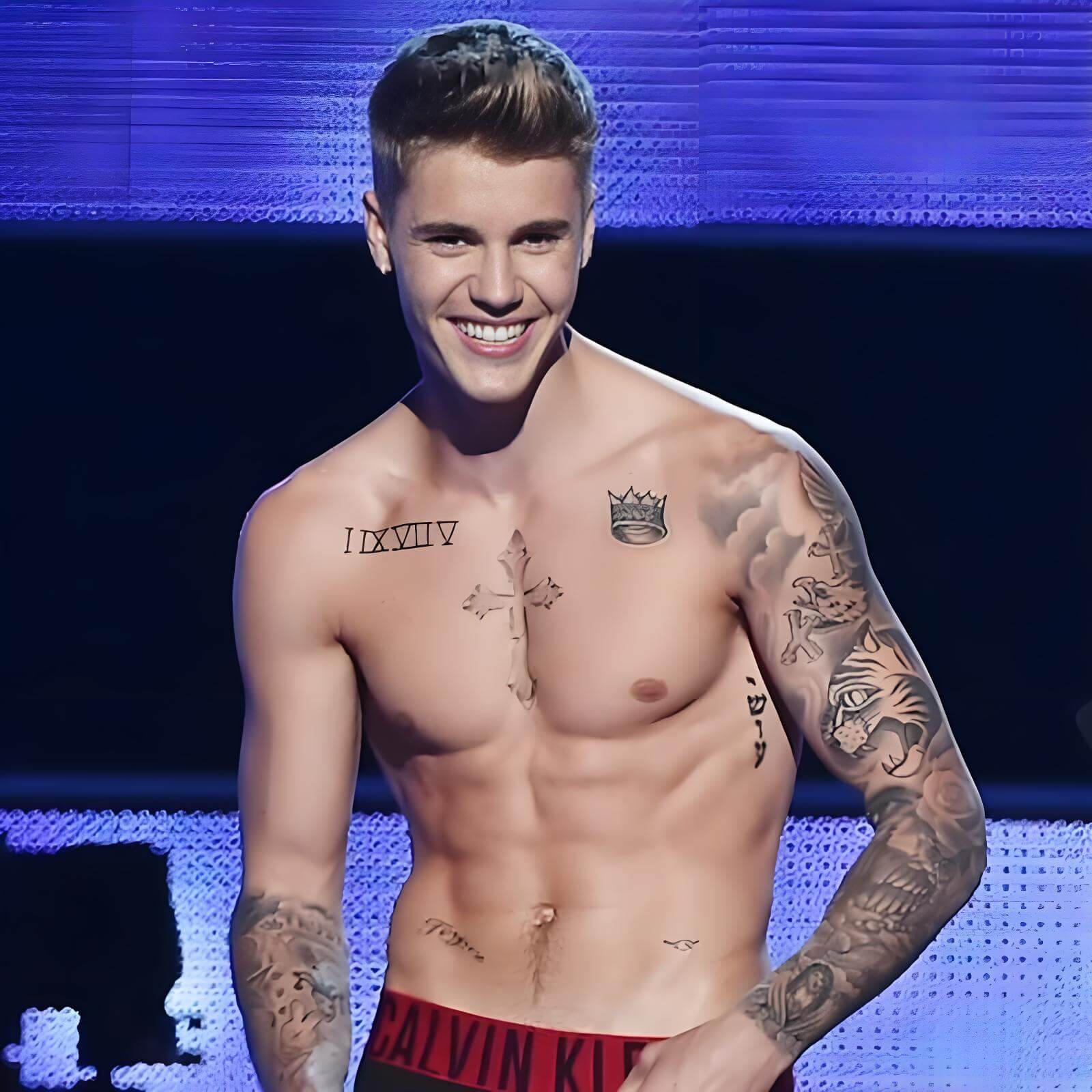 Justin Bieber tiny cross tattoo near eye
